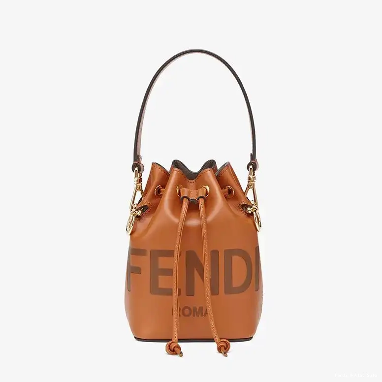 Fendi Brown Tresor Logo In Bag Calf Bucket Leather Mini ROMA Mon 0426